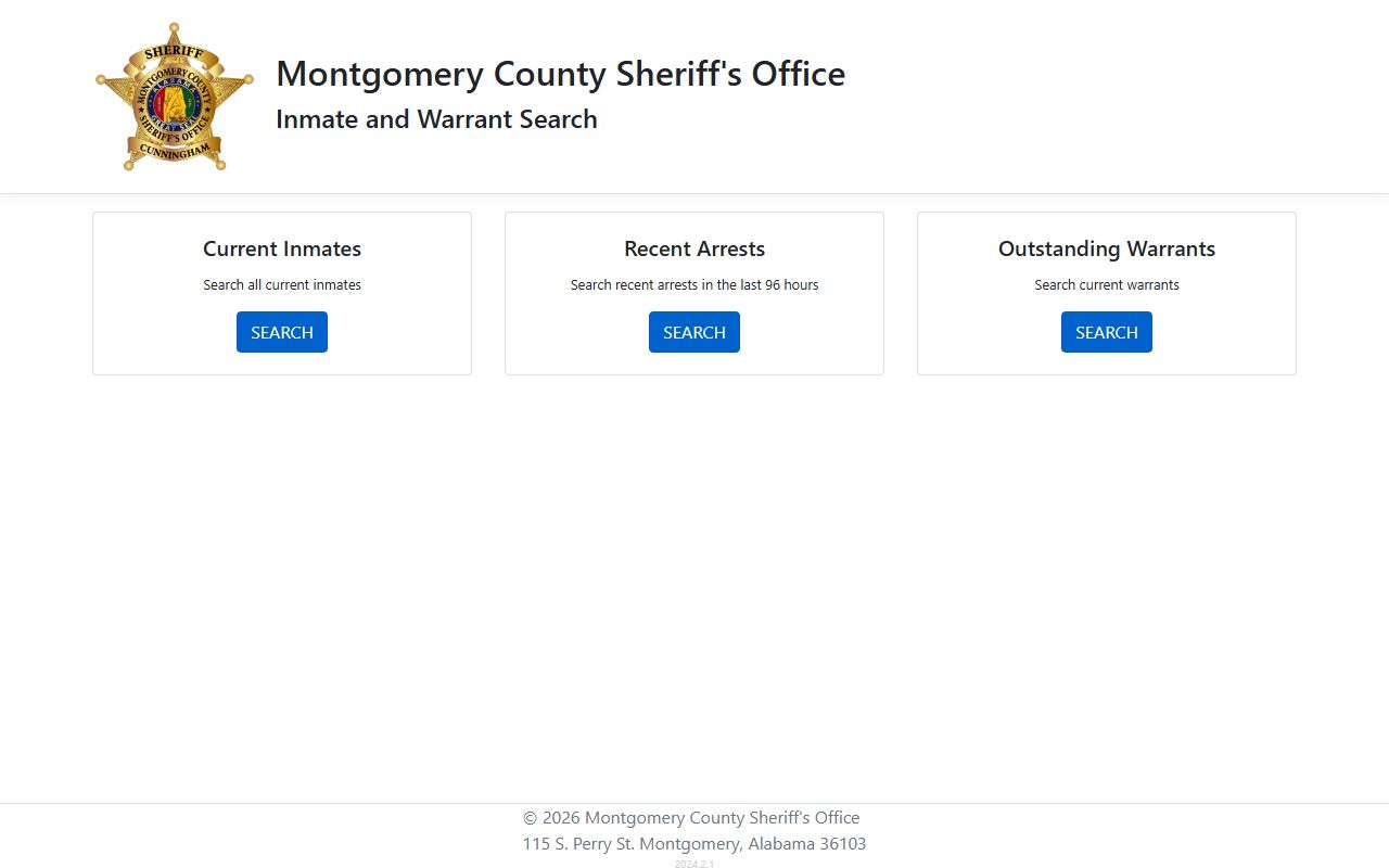 Montgomery County inmate population search portal menu